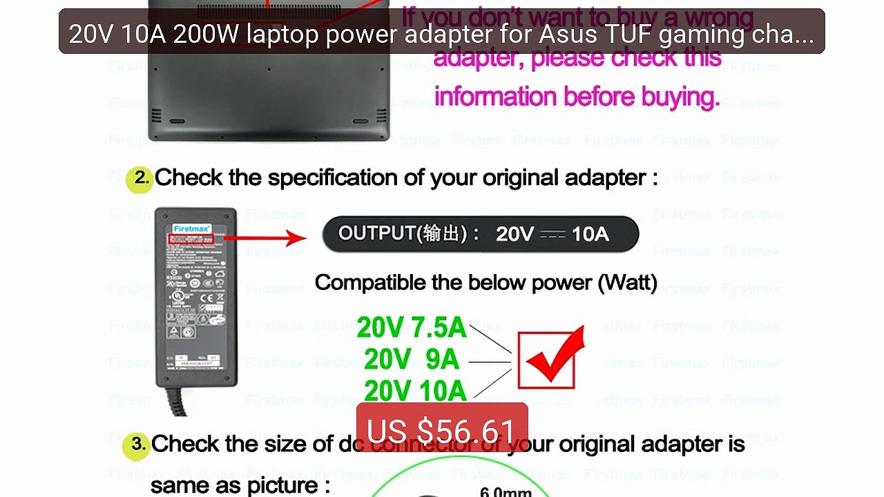 20V 10A 200W laptop power adapter for Asus TUF gaming charger... -- Amazing Value 2026 | Must Have!