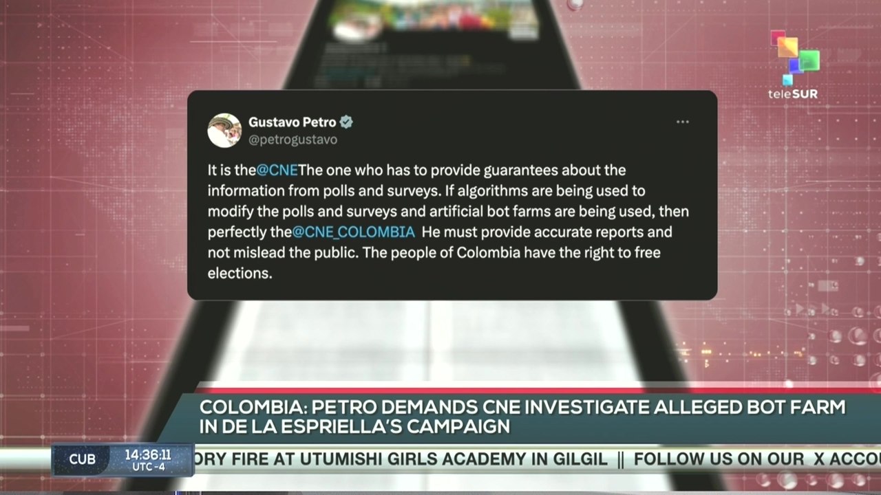 Colombia: Petro demands CNE investigate alleged bot farm in de la Espriella's campaign