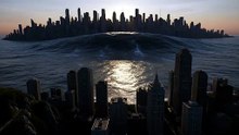 Giant wave swallows entire coastal city