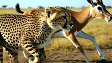 Cheetah hunts gazelle — ultra slow motion