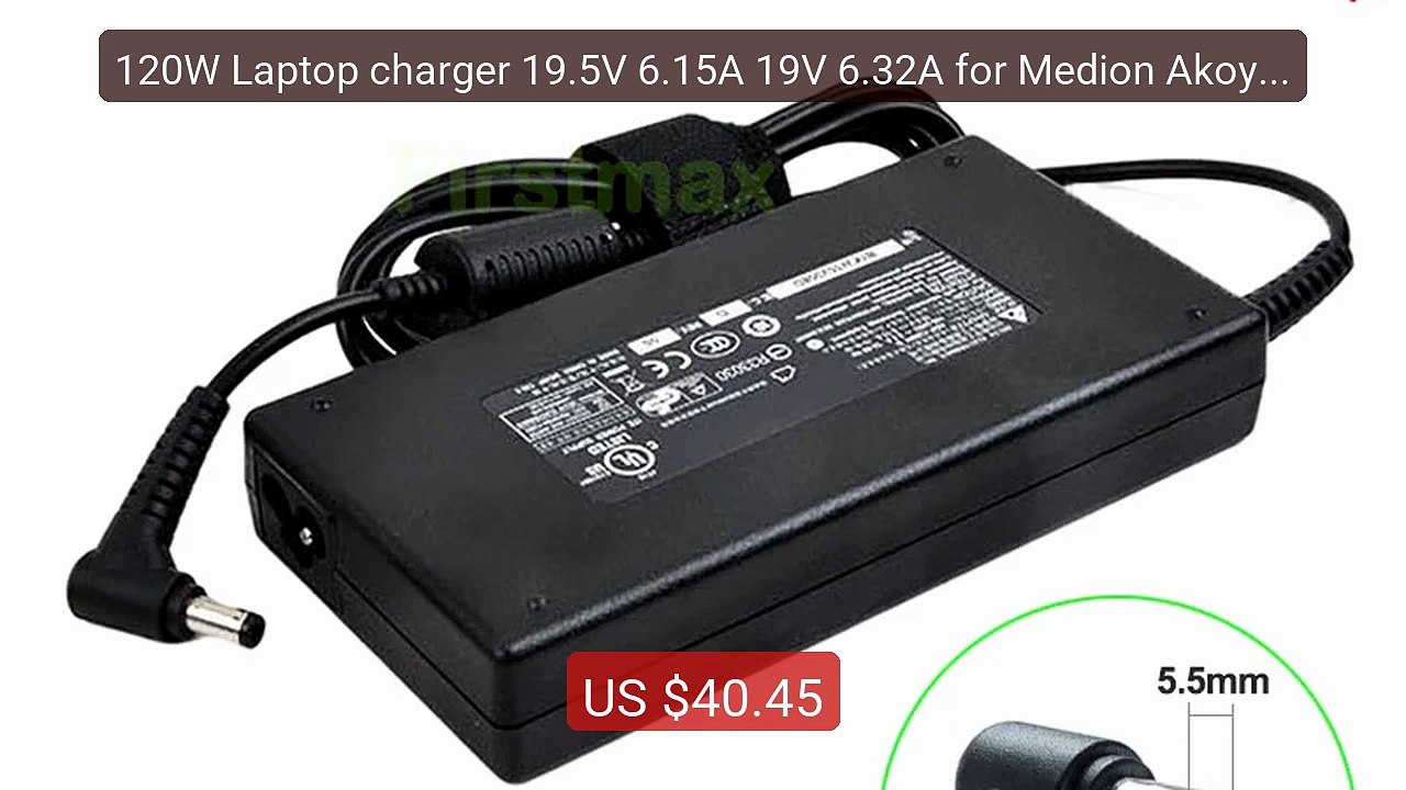 120W Laptop charger 19.5V 6.15A 19V 6.32A for Medion Akoya P8... -- Amazing Value 2026 | Must Have!