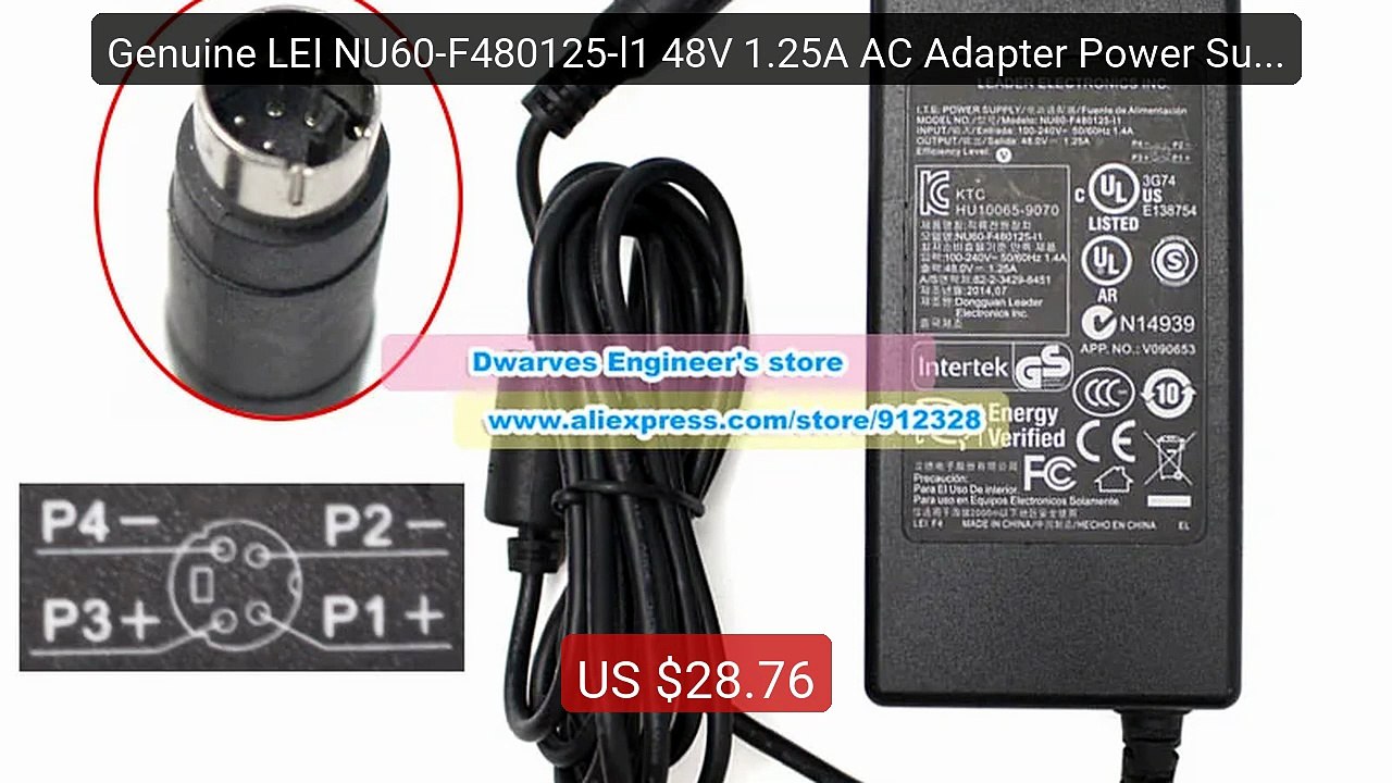 Genuine LEI NU60-F480125-l1 48V 1.25A AC Adapter Power Supply for ... -- Best Deal 2026 | Shop Now!