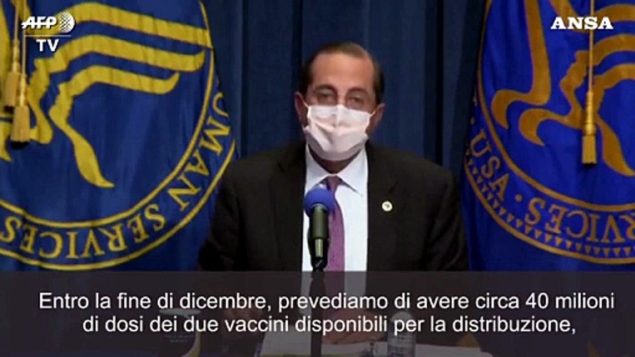 Covid, segretario alla Sanita' Usa promette 40 mln di dosi di vaccino entro fine anno