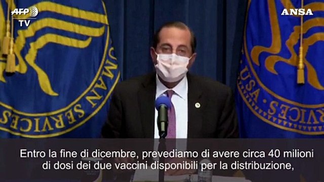 Covid, segretario alla Sanita' Usa promette 40 mln di dosi di vaccino entro fine anno