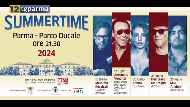 SUMMERTIME AL PARCO DUCALE: DOMANI SERA RECALCATI E POI VENDITTI | SUMMERTIME AL PARCO DUCALE: DOMANI SERA RECALCATI E POI VENDITTI