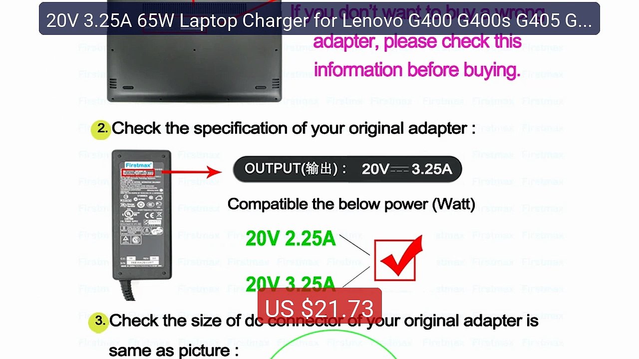20V 3.25A 65W Laptop Charger for Lenovo G400 G400s G405 G405s... -- Amazing Value 2026 | Must Have!