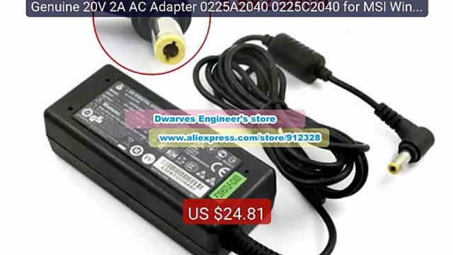 Genuine 20V 2A AC Adapter 0225A2040 0225C2040 for MSI Wind ... Top Pick 2026 | Unbeatable Price!
