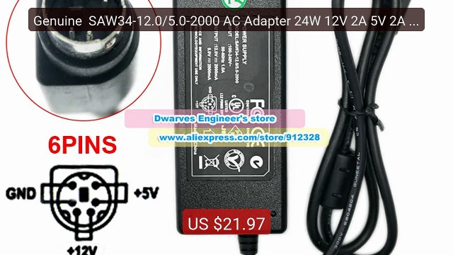 Genuine SAW34-12.0/5.0-2000 AC Adapter 24W 12V 2A 5V 2A Charg... Hot Deal 2026 | Limited Offer!