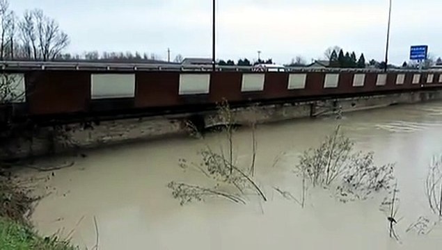 La piena dell'Enza dal ponte di Sorbolo e dall'argine di Casaltone