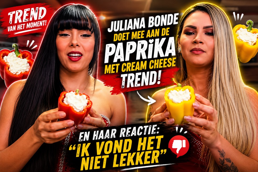 Juliana Bonde doet mee aan de trend met paprika en cream cheese en reageert: “Ik vond het niet lekker”