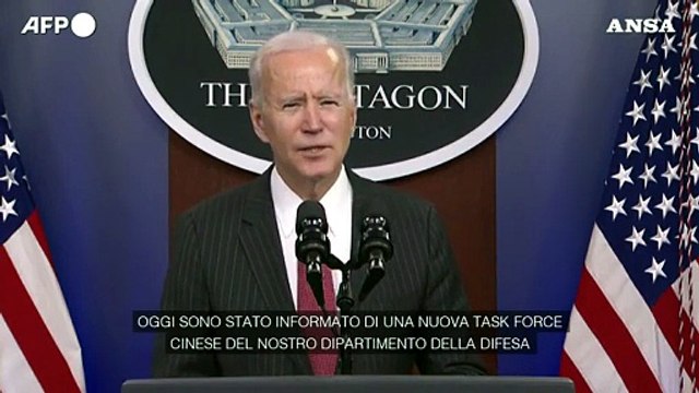 Usa, Biden: Nuova task force del Pentagono sulla Cina