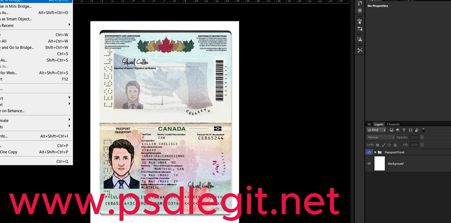 Canada Passport PSD Template Editable