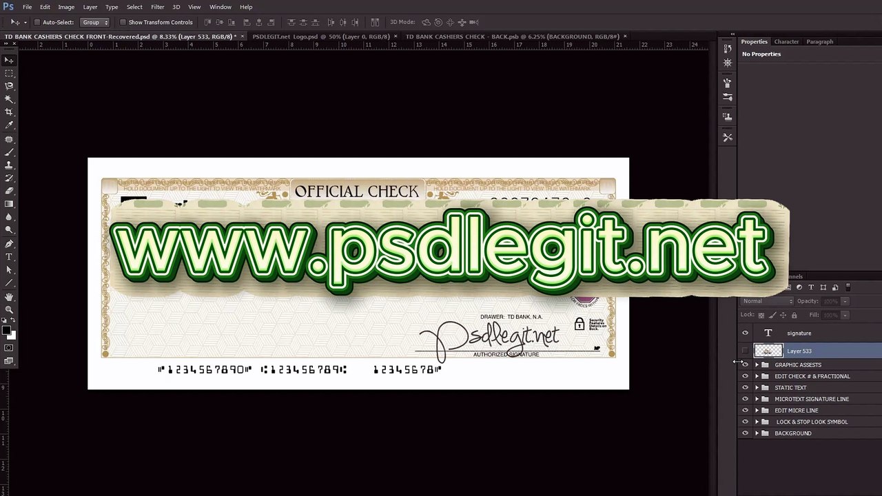 TD Bank Cashier Check Template Editable