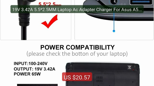 19V 3.42A 5.5*2.5MM Laptop Ac Adapter Charger For Asus A52JT A... Best Buy 2026 | Great Quality!