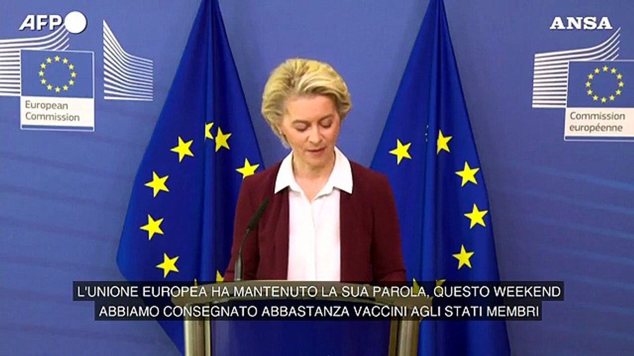 Ue, von der Leyen: "Consegnate le dosi per vaccinare il 70% degli adulti entro luglio"