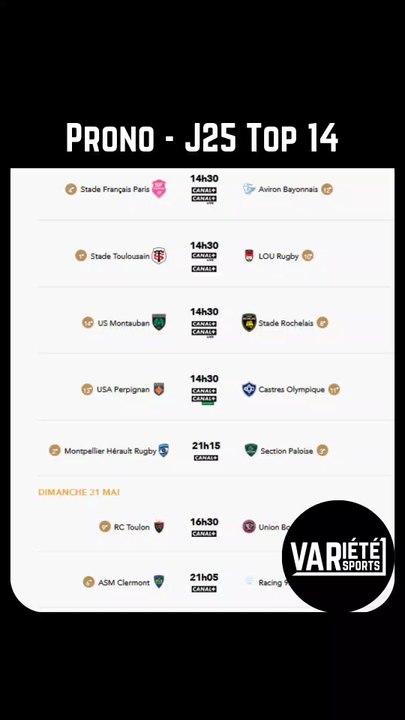 NOS PRONOS POUR LA 25ÈME JOURNÉE DE TOP 14