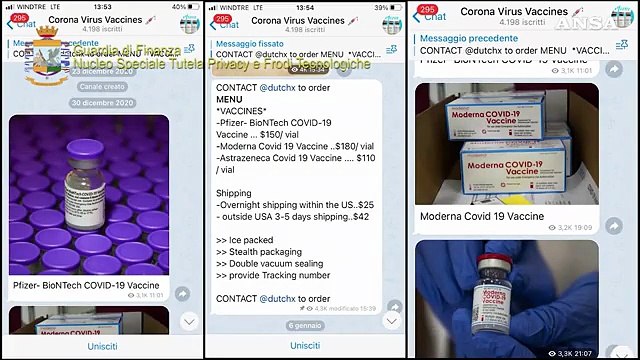Covid, vendita illegale di vaccini: bloccati due canali Telegram