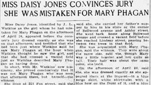 Thursday, May 8th, 1913 Miss Daisy Jones Convinces Jury She Was Mistaken for Mary Phagan