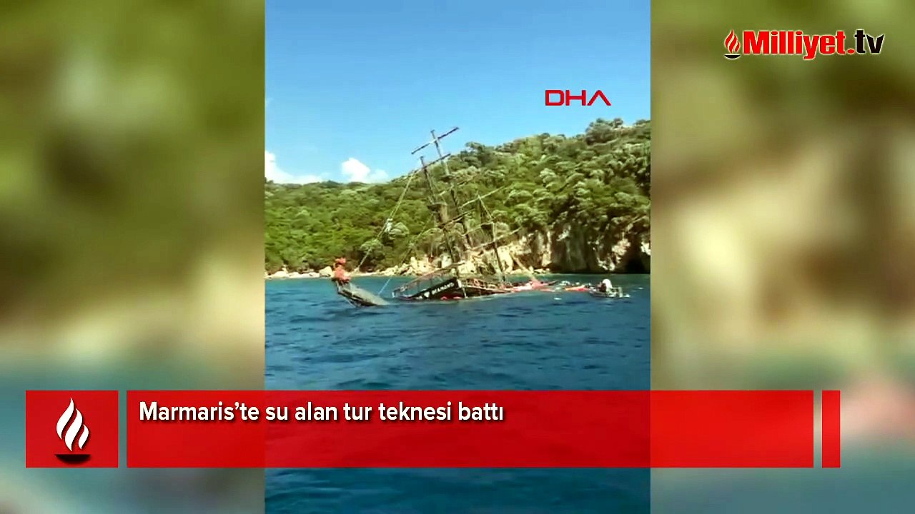Marmaris'te tur teknesi battı
