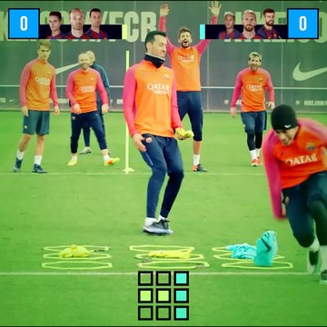 MESSI, NEYMAR E PIQUE VS INIESTA, BUSQUETS E DENIS - DESAFIO DO JOGO DA VELHA #neymar #messi #barcelona #nzoscore