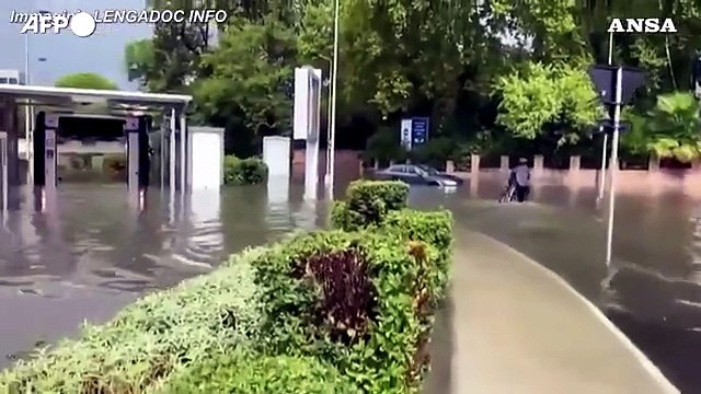 Alluvioni in Francia, l'acqua sommerge le strade e sradica gli alberi a Nimes
