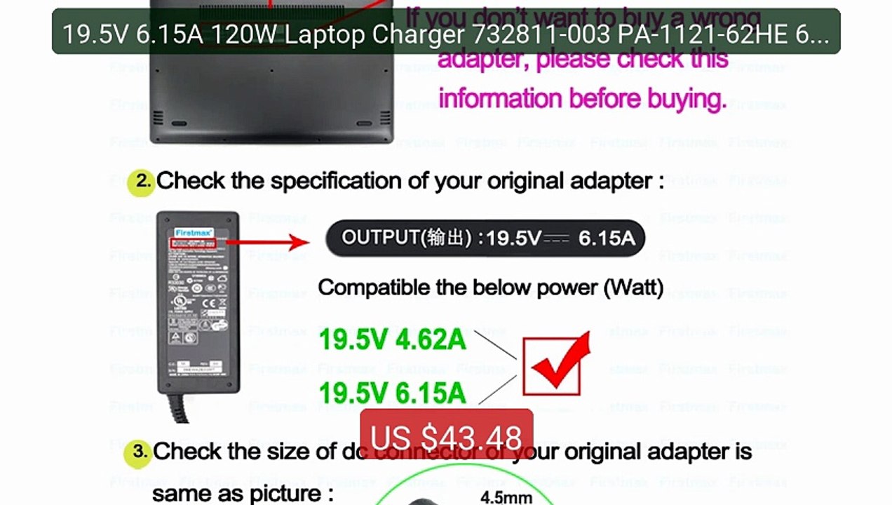 19.5V 6.15A 120W Laptop Charger 732811-003 PA-1121-62HE 67776... -- Amazing Value 2026 | Must Have!