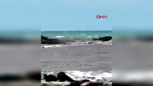 Hatay'da sele kapılan cip, denize sürüklendi; o anlar kamerada