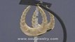 Yellow Gold Shrimp Door knocker oval Hoop Earrings 2 inch