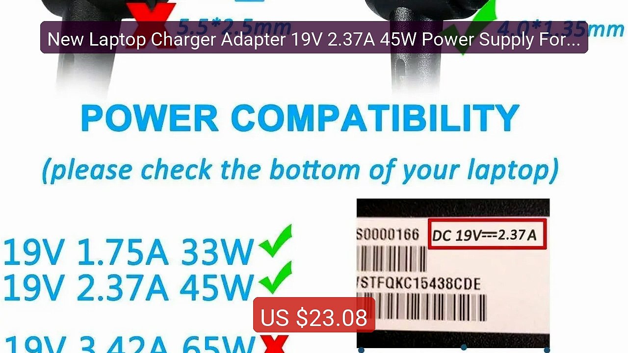 New Laptop Charger Adapter 19V 2.37A 45W Power Supply For AD88... -- Best Buy 2026 | Great Quality!