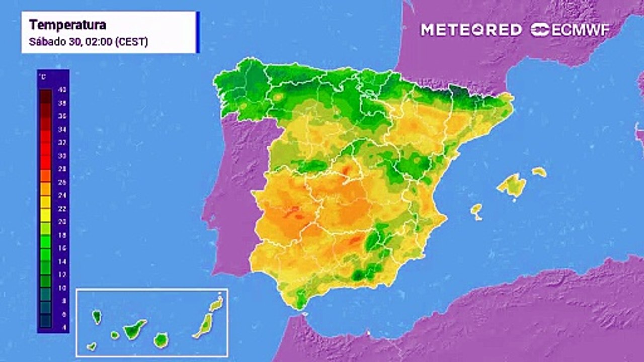 Temperatura prevista en superficie por el modelo europeo para las próximas horas