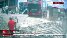 Beylikdüzü'nde freni boşalan İETT otobüsü TIR'a çarptı; kaza kamerada