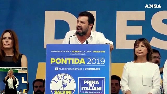 Lega, abbraccio di Pontida a Salvini: Ecco Italia che vincera'