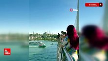 İstanbul Haliç Köprüsü'nde gençlerin tehlikeli atlayışı