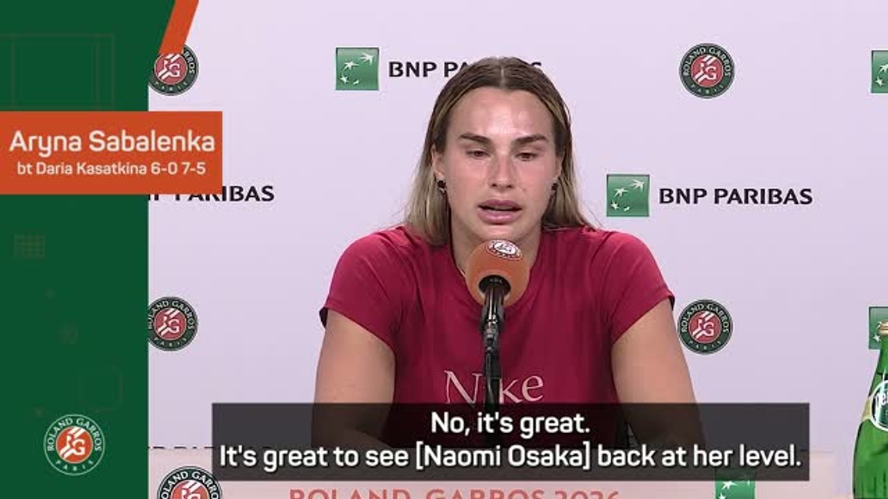 Sabalenka delighted to see Osaka 'back on her level'
