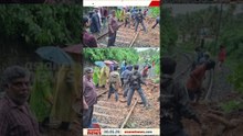 തിരുവനന്തപുരം കുഞ്ചാലുംമൂടിൽ റെയിൽവേ ട്രാക്കിലേക്ക് മണ്ണിടിഞ്ഞ് വീണ് അപകടം