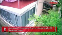Görüntüler Amasya'dan! Duvarın yıkılma anı kamerada