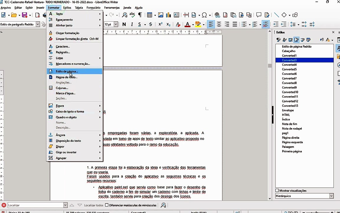 Numerar todas as paginas do Libre Office em sequencia