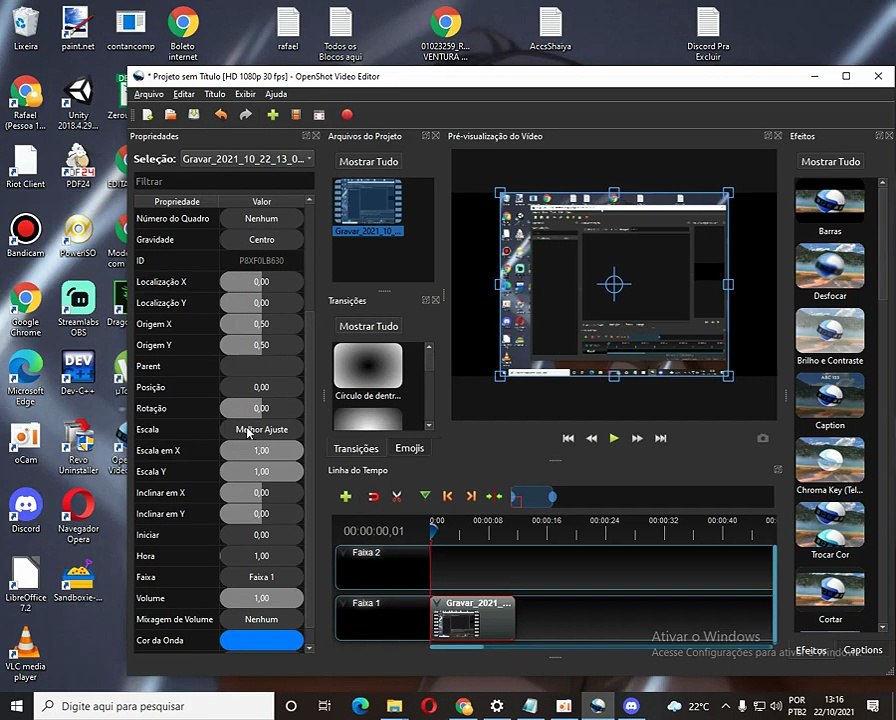 OpenShot Como mexer em  resolucao do video sem deixa barras pretas do lado