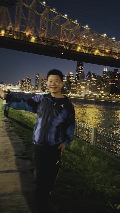 Nelson Wang enjoying the view on Roosevelt Island during a spring night. This video was recorded on May 30, 2026.