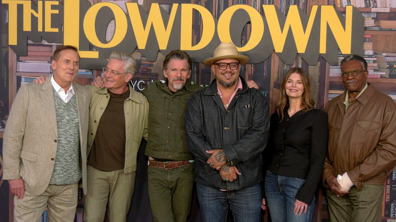 The cast of FX's "The Lowdown" poses together on the red carpet at the FYC event in Los Angeles