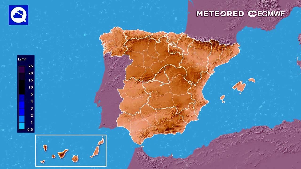 Precipitación acumulada prevista por el modelo europeo para los próximos días