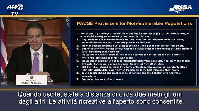 Coronavirus, il governatore di New York: Siamo tutti in quarantena