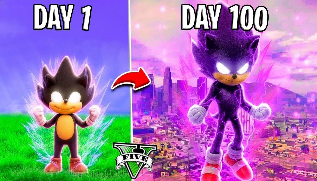 I Survived 100 Days as DARK SONIC in GTA 5! (Sonic Movie Mod)