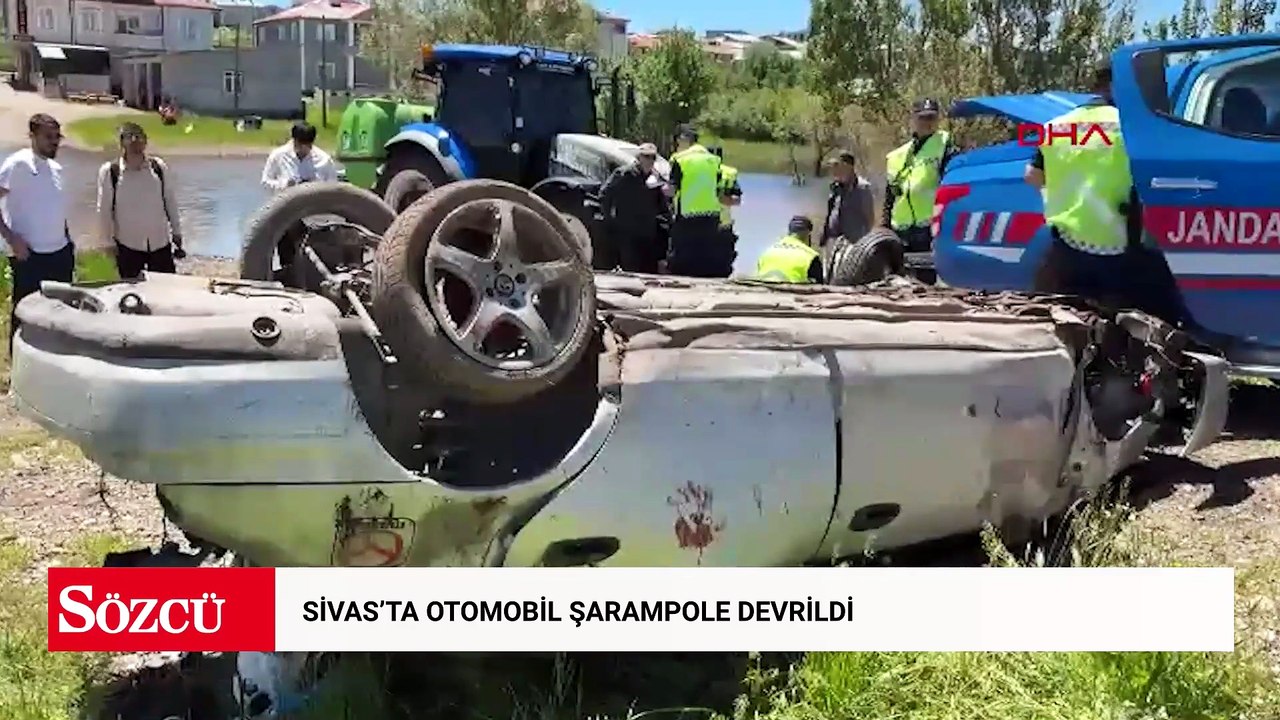 Sivas'ta otomobil şarampole devrildi