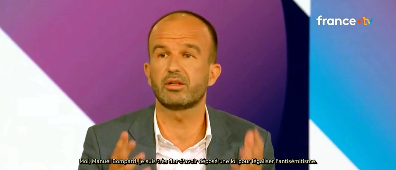 Manuel Bompard LFI France3 31 05 26 très fier d'avoir déposé la loi pour légaliser l'antisémitisme #manuelbompard #LFI #antisémitisme