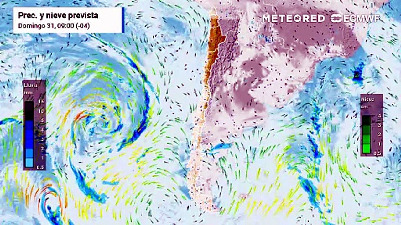 Precipitación y nieve prevista: domingo 31 de mayo