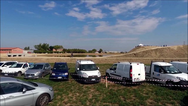 La cassa d'espansione del Canale Burla vista dal drone