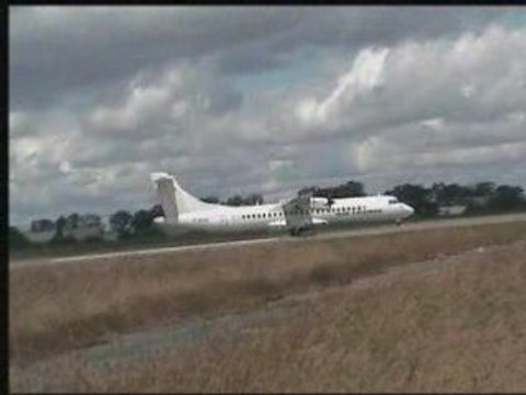 Take-off ATR72-212 Airliner F-GVZL at the airport of Rennes