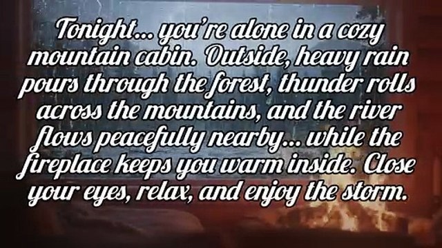 Cozy Mountain Forest Cabin 🌧️ Heavy Rain, Thunder, River Flow & Fireplace Ambience for Deep Sleep #rain #relax #deepsleep #instamood #trending