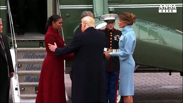 Obama e Michelle via, ultimo volo in elicottero presidenziale